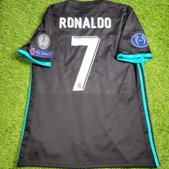 Cristiano Ronaldo Real Madrid 2017 2018 UEFA Away Soccer Jersey Shirt M - Picture 1 of 9